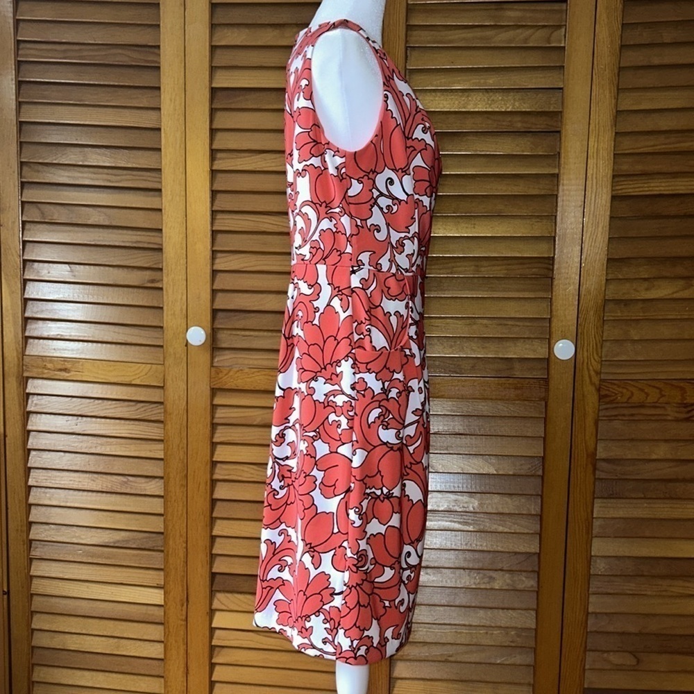 London Times Coral Floral Sleeveless Dress Size 10 - Picture 5 of 11